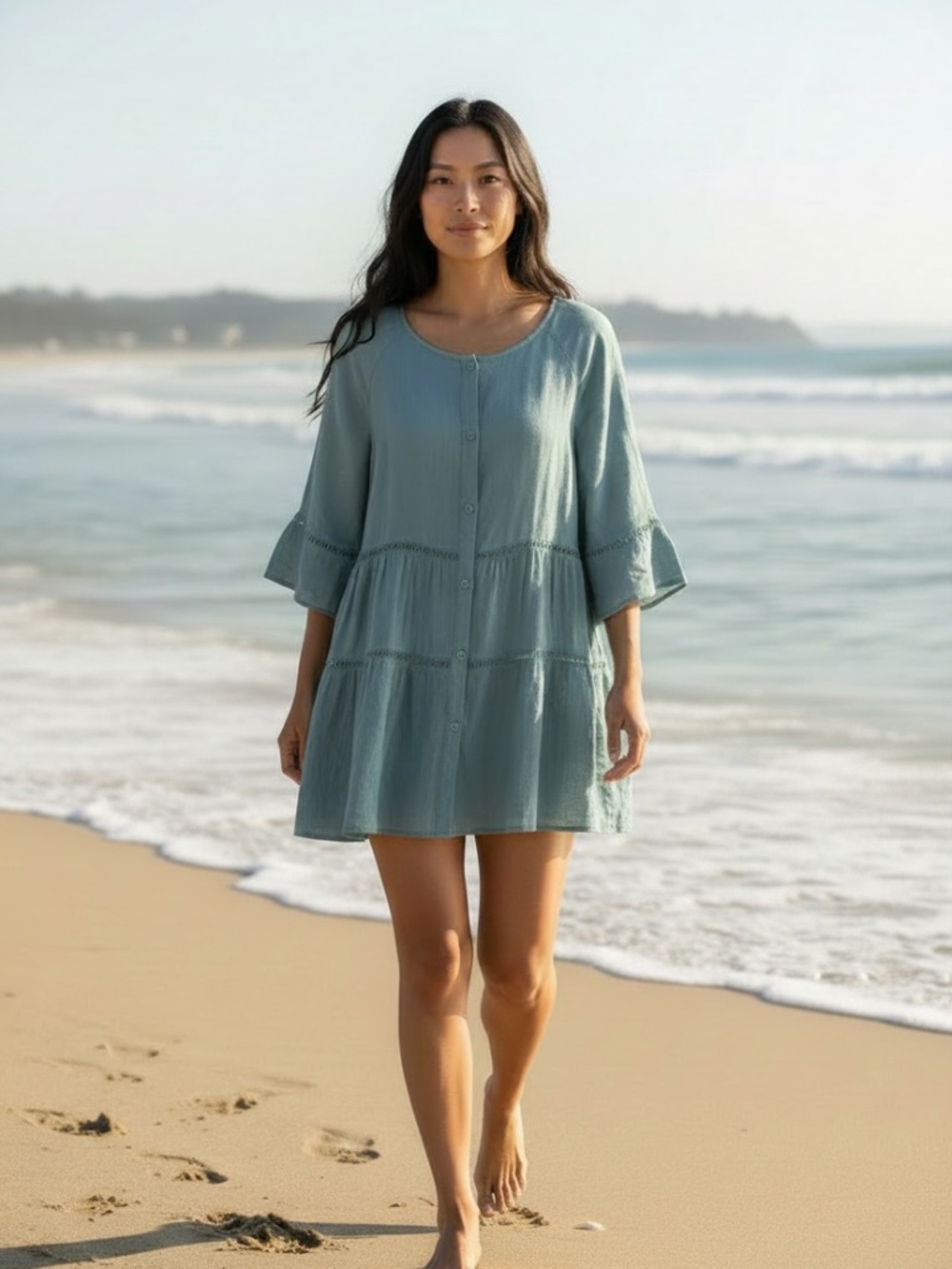 ⭐️NWOT Cupshe Fresh Lily Blue Cover-Up Mini Dress - size L